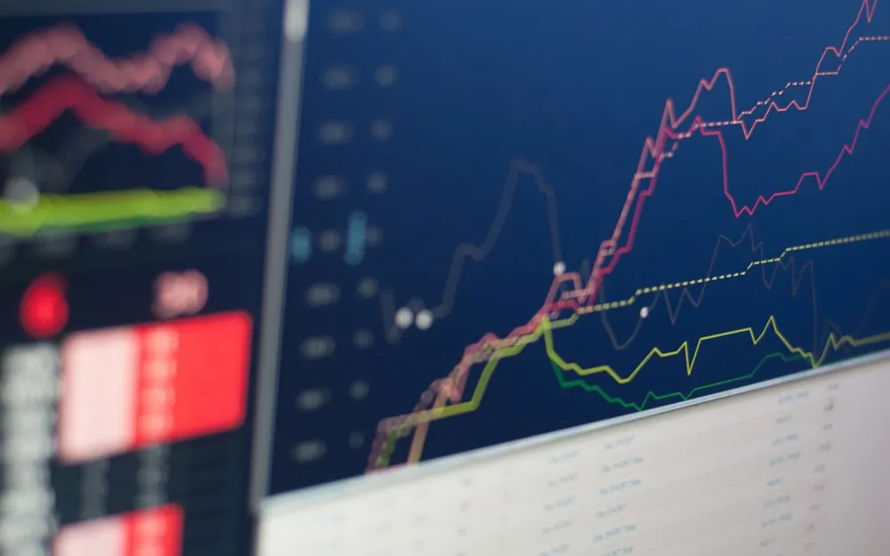 Financial charts on a monitor